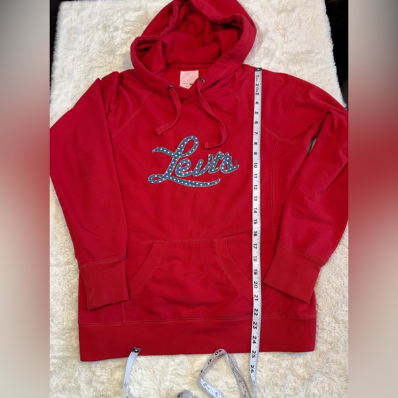 Levi’s size small red with blue polka dot appliquéd hoodie - Picture 6 of 7